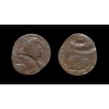 English Milled Coins - George III - 1777 - Mistruck and Brockage Halfpenny