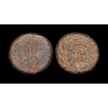 World Coins - Judea - Herod Antipas - Tiberias - Wreath Bronze