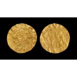 English Medieval Coins - Edward III - London - Treaty Gold Quarter Noble