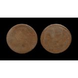 English Milled Coins - Victoria - 1861 - Obverse Brockage Overstrike Halfpenny