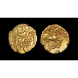 Celtic Iron Age Coins - North Thames - Maldon Wheel Gold Quarter Stater