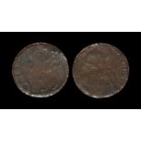 English Milled Coins - William III - 1696 - Reverse Brockage Halfpenny