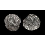 Celtic Iron Age Coins - Catuvellauni - Puckeridge Bird Hare Silver Half Unit