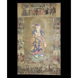 Chinese Scroll Painting with Buddha