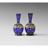 Post Medieval Gilded Blue Glass Vase Pair