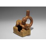 South America Pre Columbian Style Erotic Stirrup Jar