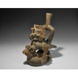 South America Pre Columbian Style Bird Stirrup Jar