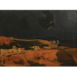 Moshe Mokady 1902 - 1975 Mahalul Neighbourhood, Tel-Aviv Oil on canvas  Signed  74X100 cm