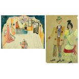 Reuven Rubin 1893 - 1974 Lot of 2 drawings: 1. Sketch for a Theatre, 1925,  Signed and dated. 2.