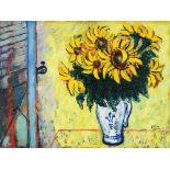 Reuven Rubin 1893 - 1974 Sunflowers Oil on canvas  Signed. Signed and titled on the reverse. The