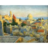 Aharon Shaul Schur 1864 - 1945 Jerusalem Watercolor on paper  Signed  23X29 cm