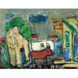 Menachem Shemi 1897 - 1951 A Road with a Hotel in Safed Oil on canvas 1951 Signed Provenance: