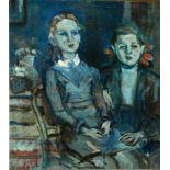 Menachem Shemi 1897 - 1951 Two Girls in Blue Oil on canvas  Signed Provenance: Christie’s, 20.06.