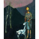 Marc Sterling 1897 - 1951 A Girl with a Dog Oil on canvas  Signed. Signed on the reverse Provenance: