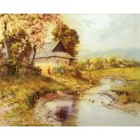 Neogrady laszlo 1896 - 1962 Rural Landscape, Oil on canvas  Signed.   61X80 cm,