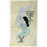 Jules Pascin 1885 - 1930 Girl, Watercolor on paper 1918 Signed. Described and dated on the reverse.