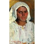 Rudolf Schweitzer - Cumpana 1886 - 1975 Girl oil on canvas 1918 Signed.   40X23 cm,