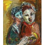 Michel Kikoine 1892 - 1968 Clowns, Oil on cardboard  Signed.  Provenance: Nechama & Asher