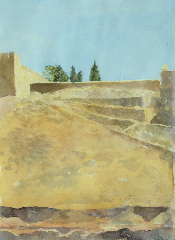 Avigdor Arikha 1929-2010 Jerusalem Landscape 1976  Watercolor on paper  35X25 cm  Signed and dated