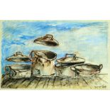 Yosl Bergner b. 1920  Utensils  Watercolor on paper  26x40 cm  Signed