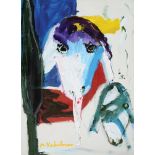 Menashe Kadishman 1932 - 2015  Sheep  Acrylic on canvas  80x60 cm   Signed