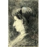 Jozef Israels 1824 - 1911  Young Girl  Etching  16x11 cm  Signed