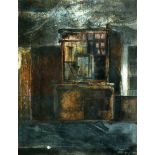 Raanan Levy b. 1954  Interior 1982 Mixed media on paper  33x26 cm   Signed and dated