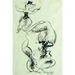 Chaim Gross 1904 - 1991  Acrobats  Charcoal on paper  34X51 cm  Signed   Provenance: Asher and