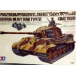 A Tamiya Vintage King Tiger Tank 1/16 scale unmade kit as new