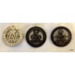 Three WW1 Silver War Badges for Services Rendered