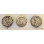 Three WW1 Silver War Badges for Services Rendered