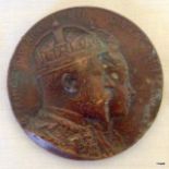 An impressive 65mm diameter bronze medallion to commemorate the Coronation of King Edward VII