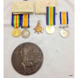 A WW1 Medal trio in original boxes with Memorial plaque to 86491 Driver WJ Parfitt of the Royal
