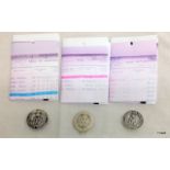 Three WW1 Silver War Badges for Services Rendered with copies of the badge Roll to the Royal