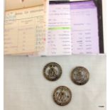 Three WW1 Silver War Badges for Services Rendered with copies of the badge Roll to the Royal
