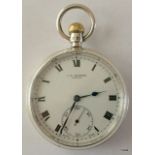 A silver hallmarked pocket watch J.W. Benson London 1914