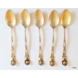 A set of 5 silver French Rose motif teaspoons 85gms