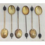 6 silver coffee spoons with coffee bean finials