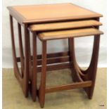 A nest of 3 retro G Plan teak tables, 51cm x 50cm x 50cm