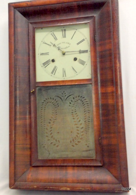 Rosewood wall clock with glazed door face marked Jos Weare Wincanton