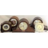 4 oak striking mantle clocks