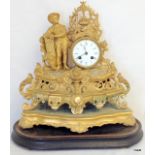 A 19th century gilt metal figural clock fitted 2 train French movement striking on a bell with