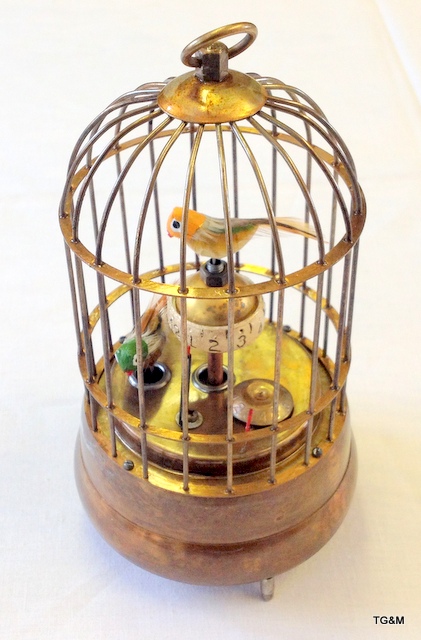 A brass automaton bird cage clock - Image 2 of 3
