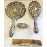 A silver brush and mirror vanity set Birmingham 1927