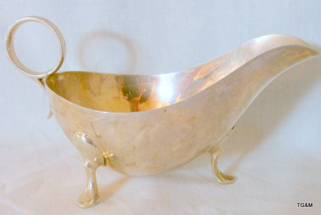 A silver hallmarked sauce boat