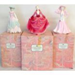 3 boxed Coalport figurines 'Barnsley Belle', 'Yorkshire Girl' and another