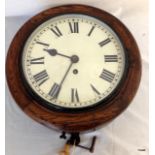 A Victorian oak fusee wall clock with 9inch dial