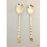 Two handmade silver Pre Coronation spoons with Queen's Head finials