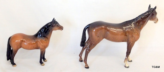 2 Beswick horses large 20cm and small 16cm high 1 A/F - Image 3 of 4