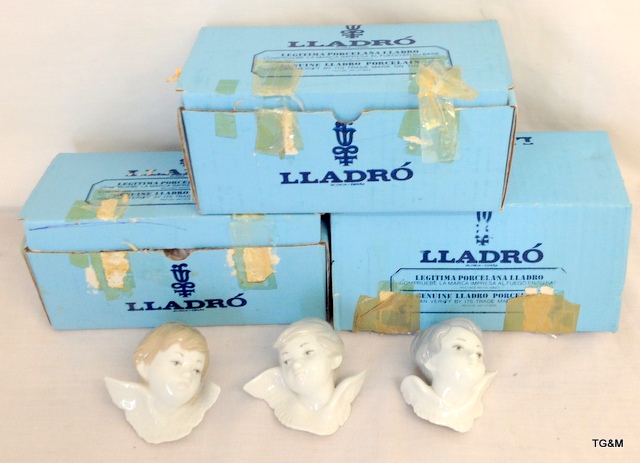 Three Lladro cherubs boxed